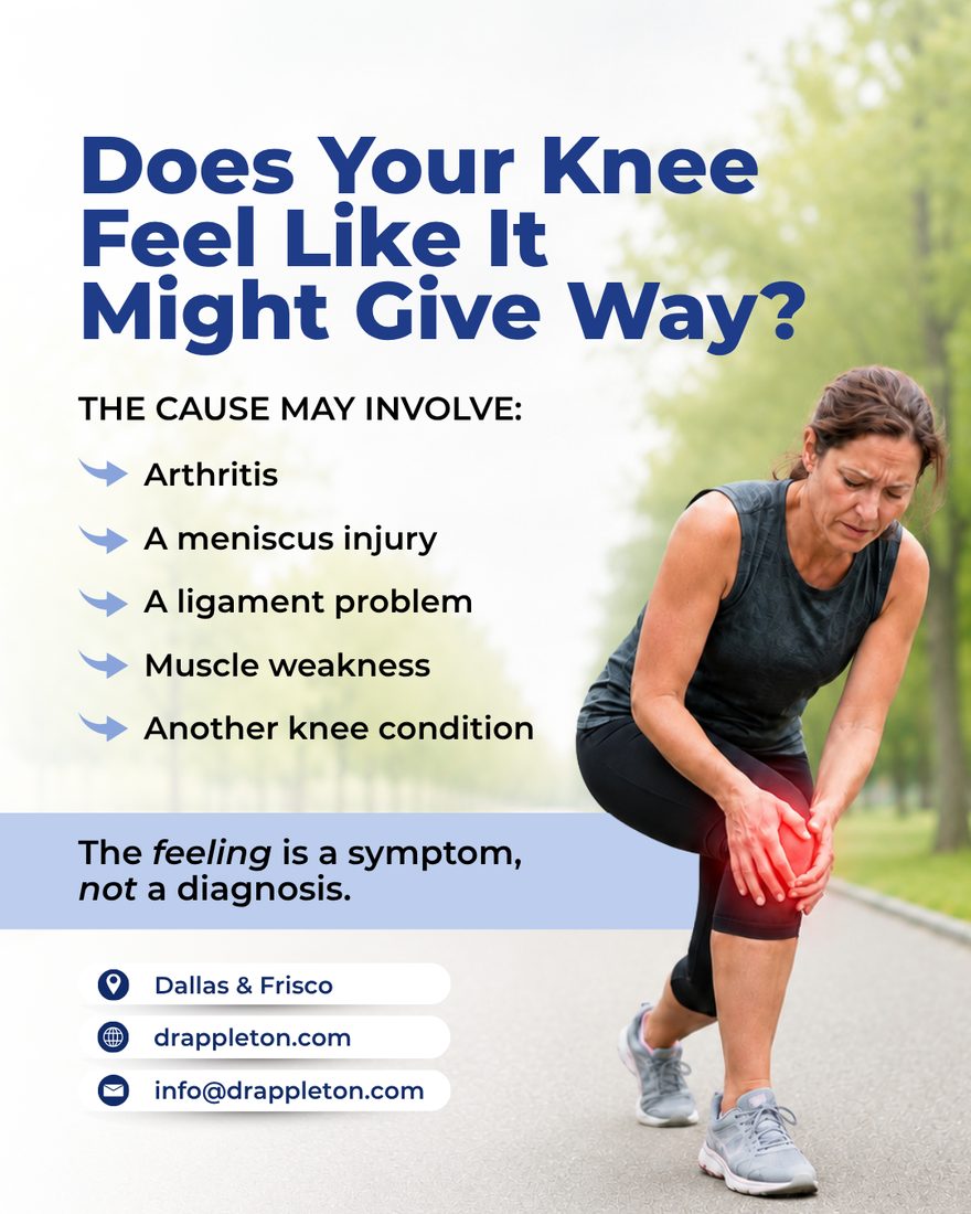 Does Your Knee Feel Like It Might Give Way - social graphic for Dr. J. Stephen Appleton