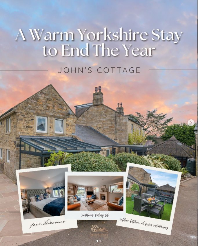 A Warm Yorkshire Stay to End the Year - social graphic for Family Retreats UK